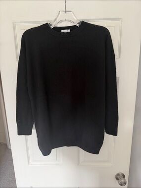 Minnie Rose Black 100% Cashmere Crewneck Sweater Knit Top Women's Size M F41347